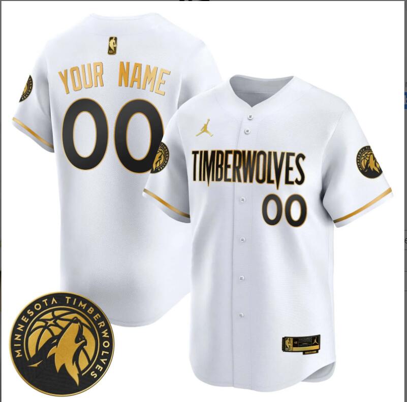 Men Minnesota Timberwolves 2024 Baseball Custom white NBA Jersey->customized nfl jersey->Custom Jersey